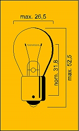 Lampe 12V-21W Ba15S flosser E-Marken