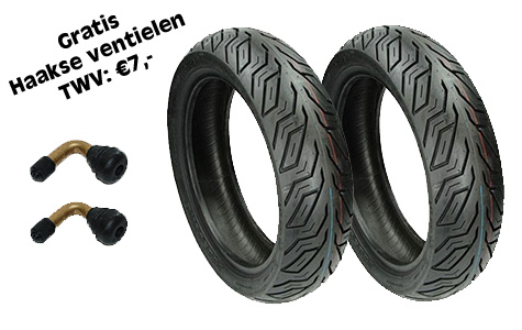 Deestone tyres set 130/70x12 & 120/70x12 D825 Gratis right-angled valve