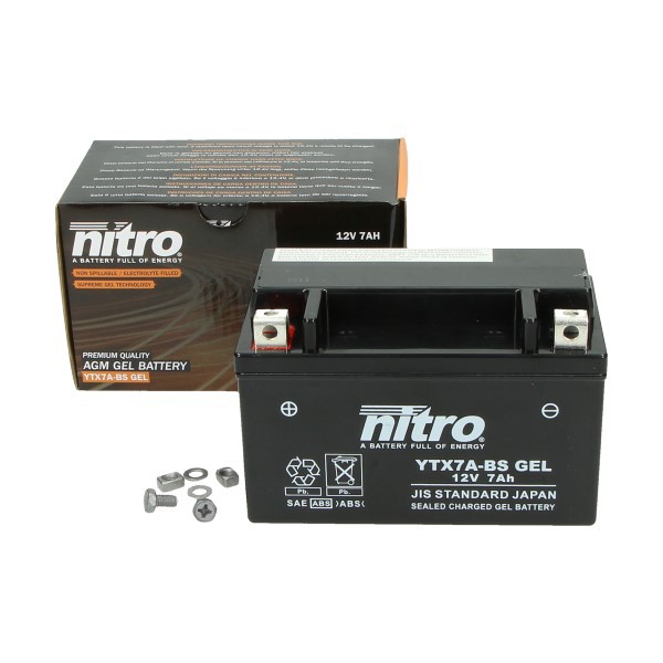 Battery ytx7a-bs 12v gel China 4S universal 6amp Nitro