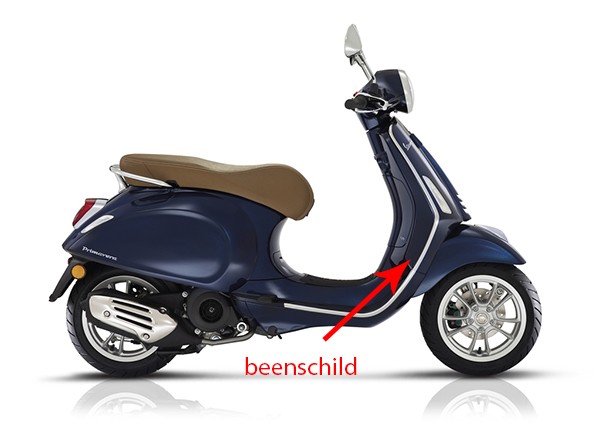 Beenschild Vespa Primavera blauw met 289 a Piaggio origineel 1b003620000dk