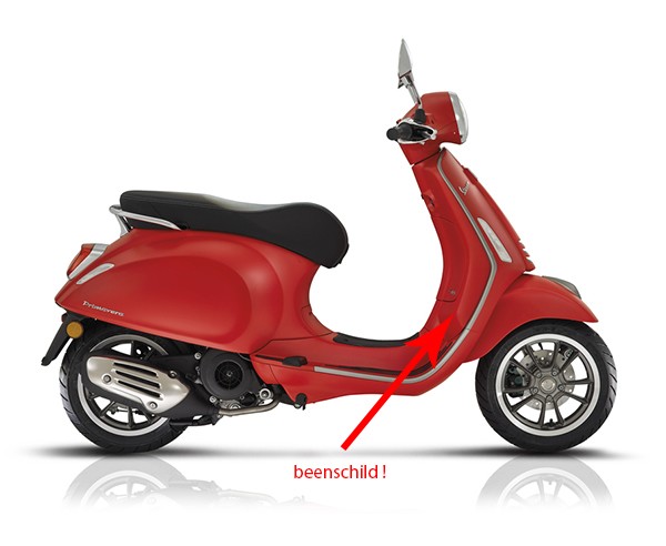 Leg shield Vespa Primavera matt red 896 a Piaggio original 1b003620000s8