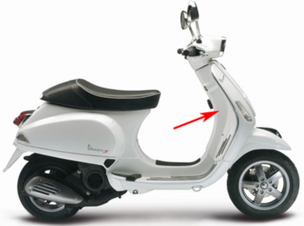 Beenschild Vespa S wit monte 544 Piaggio origineel 65711800br