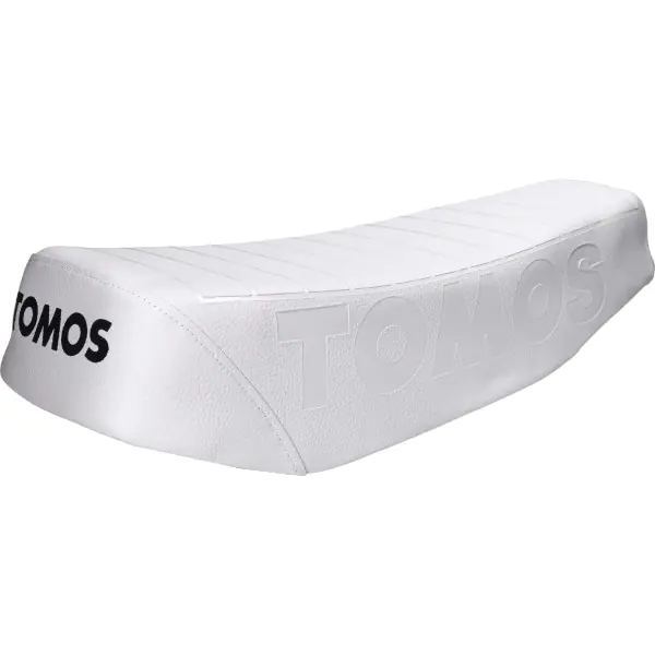 Buddyseat (made in eu) met logo L R wit past op Tomos