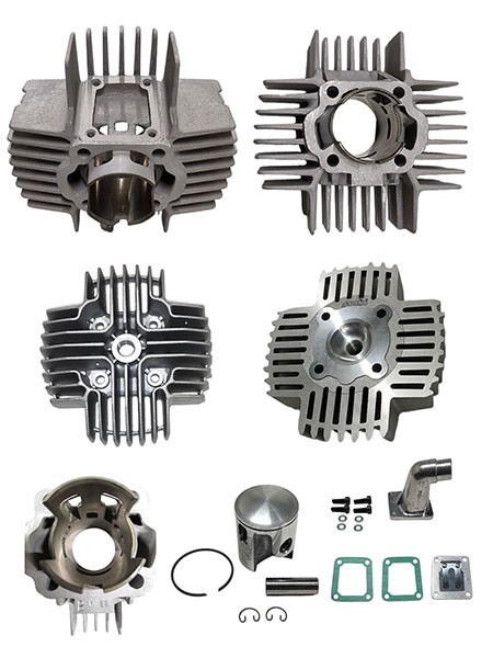 Cylinder + cylinder head aluminum-nickel + reed valve Puch Maxi 43.5mm Polini 144.0151