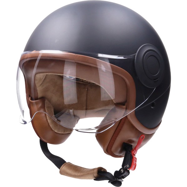 Helmet demi-jet E-06 mark comfort xs black matt brown CAB