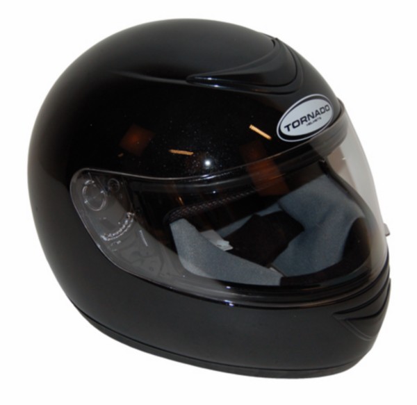 helm T2 S 56-57 zwart metallic tornado met schade