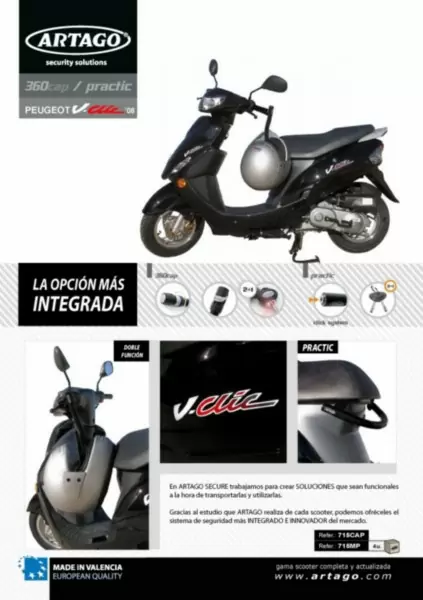 Kabelslot stuur antirobos Peugeot V-clic artago