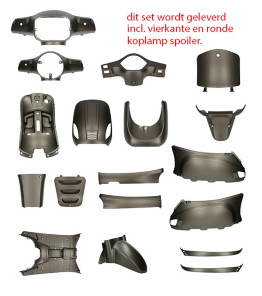 Body work set China LX matt anthracite Riva Napoli Roma 17-delig