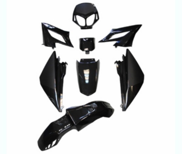 Body work set Derbi Senda DRD pro black DMP 8 parts