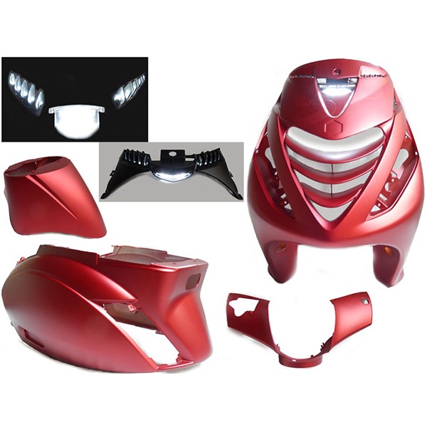 Verkleidung Piaggio zip Sp + LED Lampe Zip 2000 rot matt