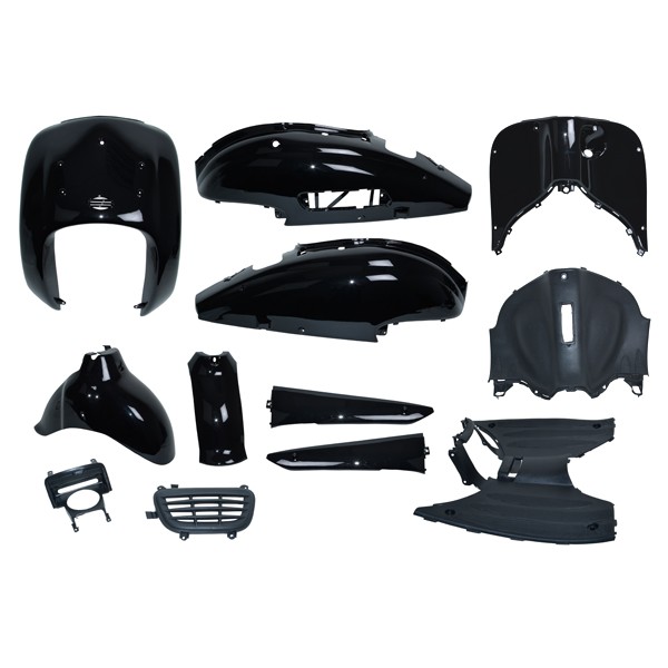 Body work set retro / Torino China scooters, black 12 parts