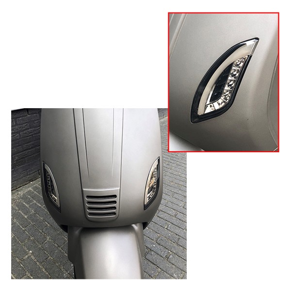 Blinker Set LED mit Tageslicht Beleuchtung China Vespa LX S Napoli riva1 rl-50 vx50agm smoke v