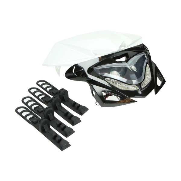 Headlight double + headlight spoiler + LED-lighting white black DMP