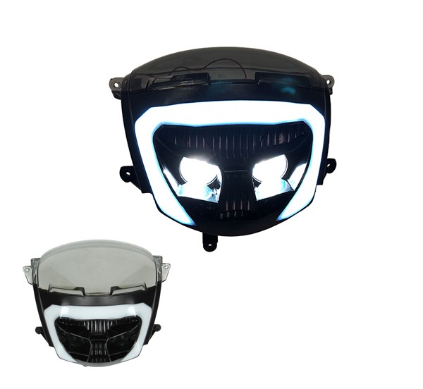 Koplamp led new style Piaggio Zip 2000 zwart DMP smoke tellerglas