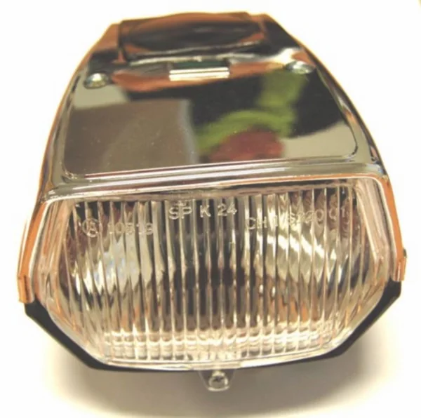 Koplamp vierkant plat Puch Maxi zwart chroom DMP