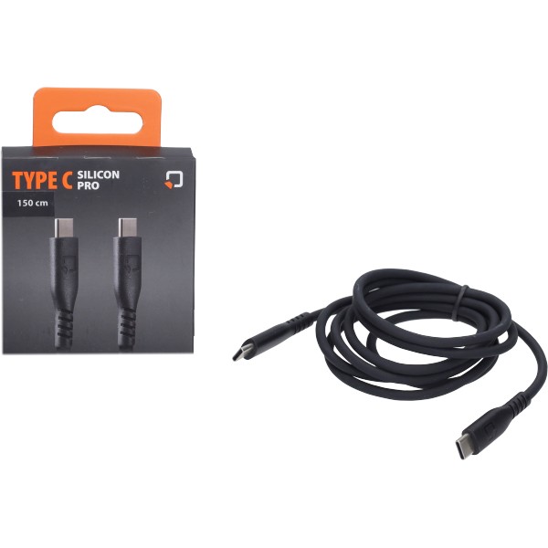 Oplaadkabel silicon type c > USB type c 150cm black optiline