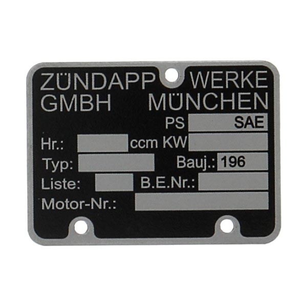 Abdeckplatte Motor Nummer 196..... Zundapp