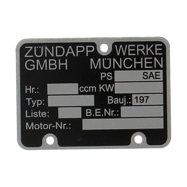 Abdeckplatte Motor Nummer 197..... Zundapp