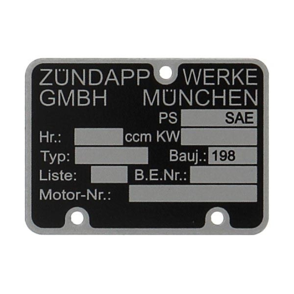 Abdeckplatte Motor Nummer 198..... Zundapp