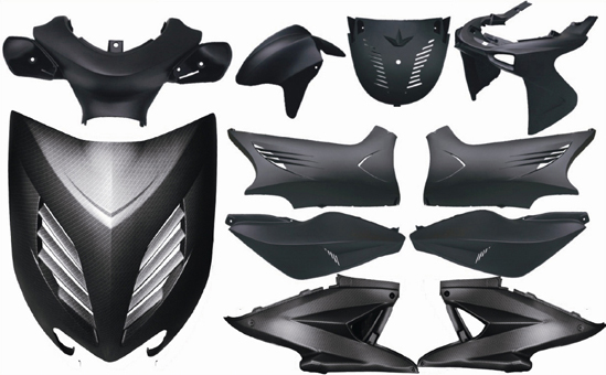 Bodykit yamaha aerox mbk nitro black carbon DMP 11 -pieces