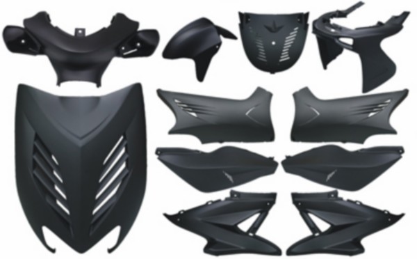 Verkleidung Yahama Yamaha Aerox Mbk Nitro Schwarz matt DMP 11-delig