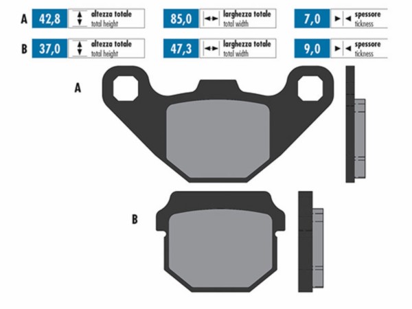 Brake pad set Ludix pow rush Speedfight stal TGB Peugeot Vivacity Polini 174.0074