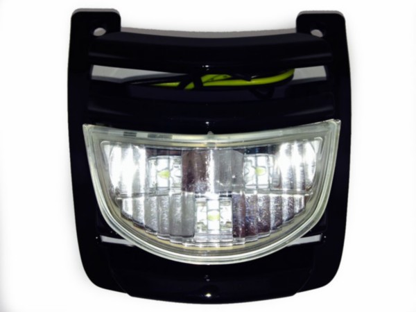 Grill + led lamp Front cover Vespa S black shine