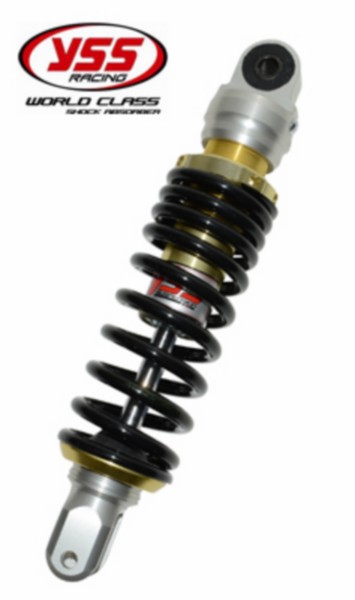Shock absorber gasgevuld E-serie Kymco minus Peugeot GY-6 310mm black gold Yss