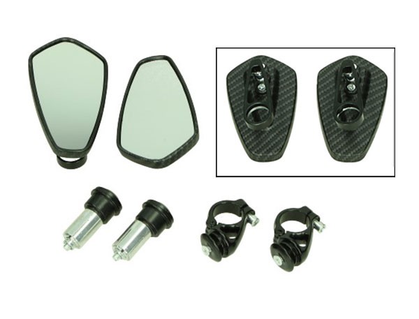 Mirror set handle bar oval bar end cnc for example Piaggio Zip Vespa Sprint Vespa GTS scooter universal carbon DMP