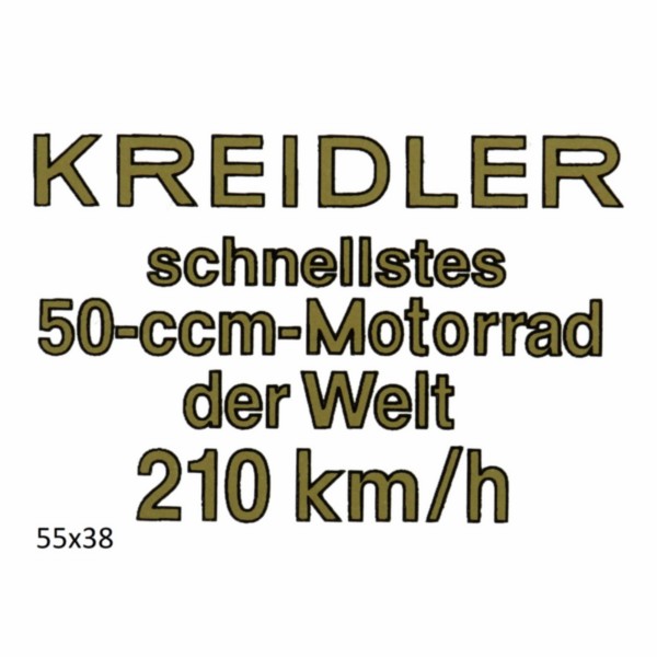 Aufkleber snellstes 50-ccm-motorrad der welt 210 km h Kreidler Gold