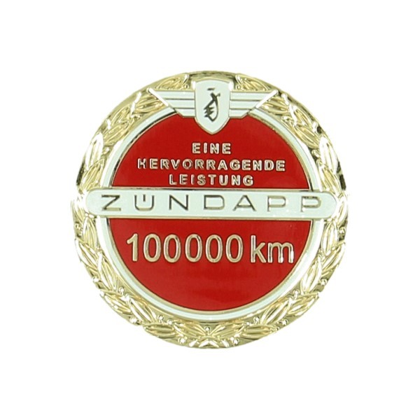 Aufkleber Zundapp Logo 100.000 km Jubileum inkl. speldje rot