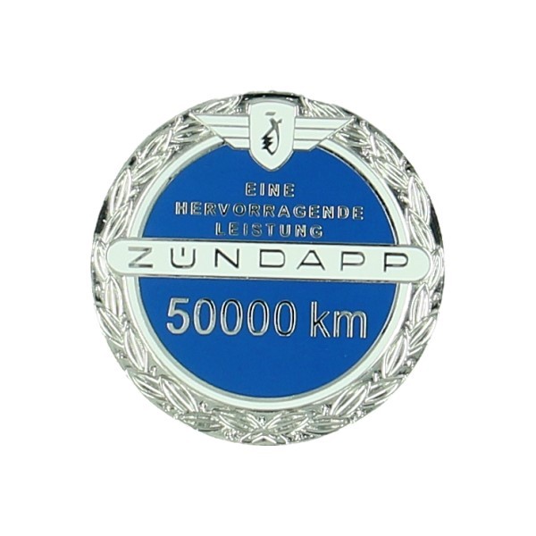 Aufkleber Zundapp Logo 50.000 km Jubileum inkl. speldje blau