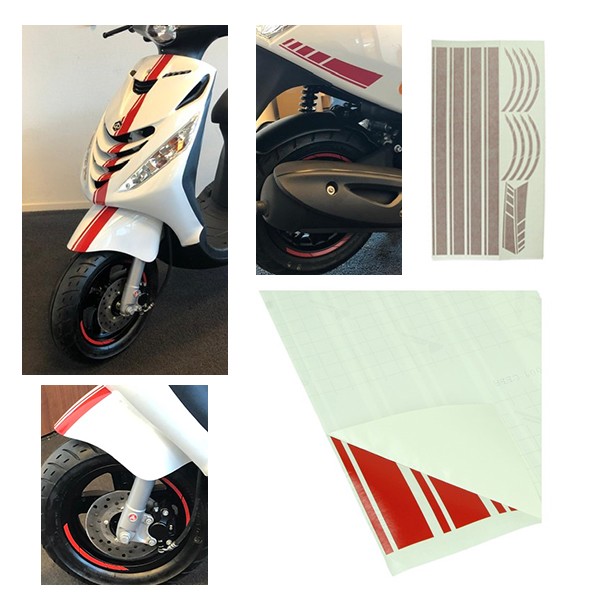 Stickerset Piaggio Zip sport AMG look 14-delig  rood