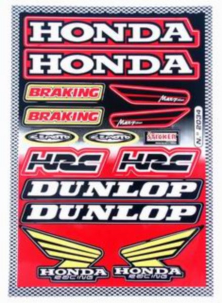Stickerset sponsor Dunlop Honda hrc universeel rood Falko 982034 14-delig