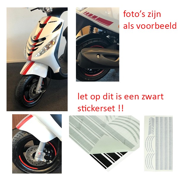 Stickerset sport Piaggio Zip AMG 14-delig  glans zwart