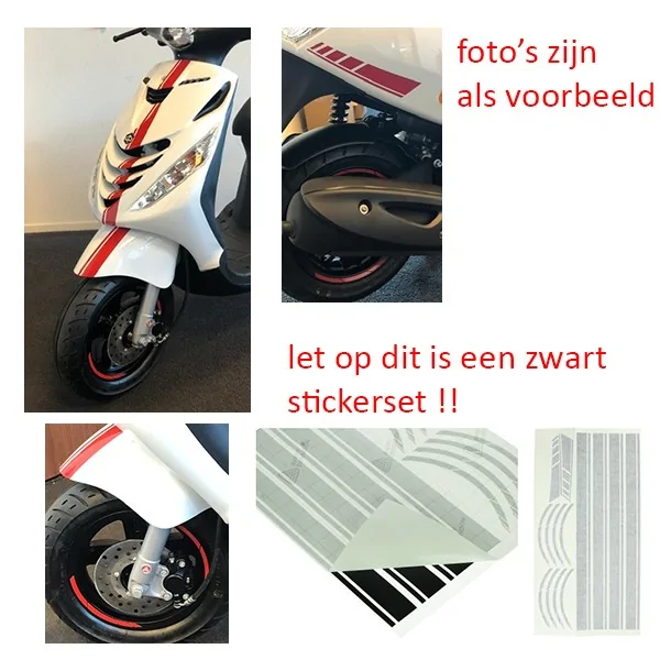 Aufkleber Satz Piaggio Zip sport AMG 14-delig Schwarz glanz