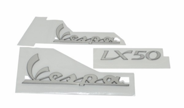 Sticker set Vespa LX aluminium chrome 3 parts