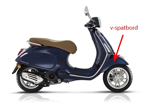 Voorspatbord Vespa Primavera blauw met 289 a Piaggio origineel 1b006643000dk