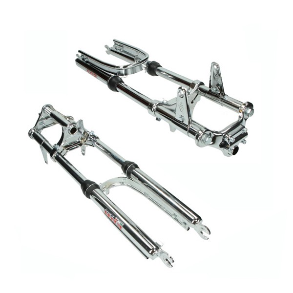 Front fork long breed + versterkte stabilisator Puch Maxi chrome EBR