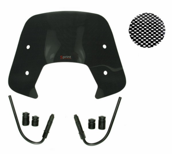 Windscreen + fixation set low (made in eu) Vespa Sprint carbon