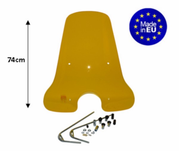 Windscherm hoog + bevestigingsset (made in EU) Vespa LX 74cm geel (zie internet opmerki