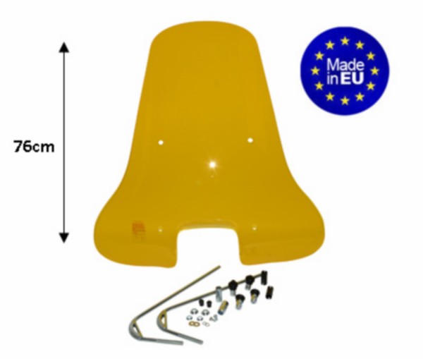 Windscreen high + fixation set (made in EU) Vespa S 76cm yellow (zie internet opmerkin