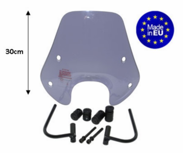 Windscreen low + fixation set made in EU model original Piaggio Zip  30cm smoke