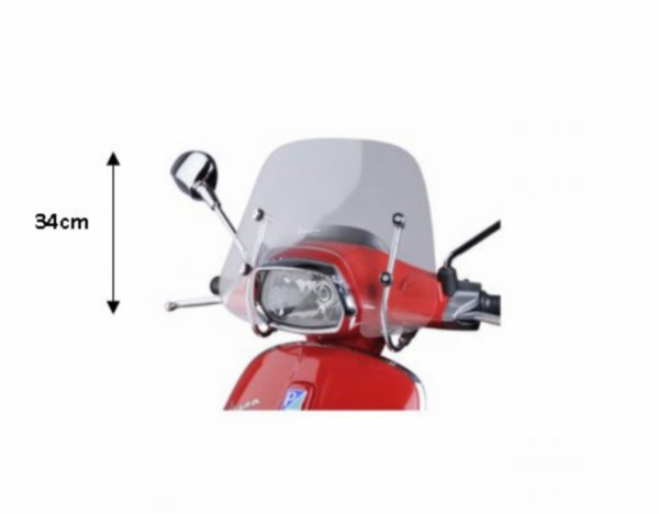 Windscherm laag + bevestigingsset Vespa Sprint 34cm smoke Piaggio origineel 1b001162