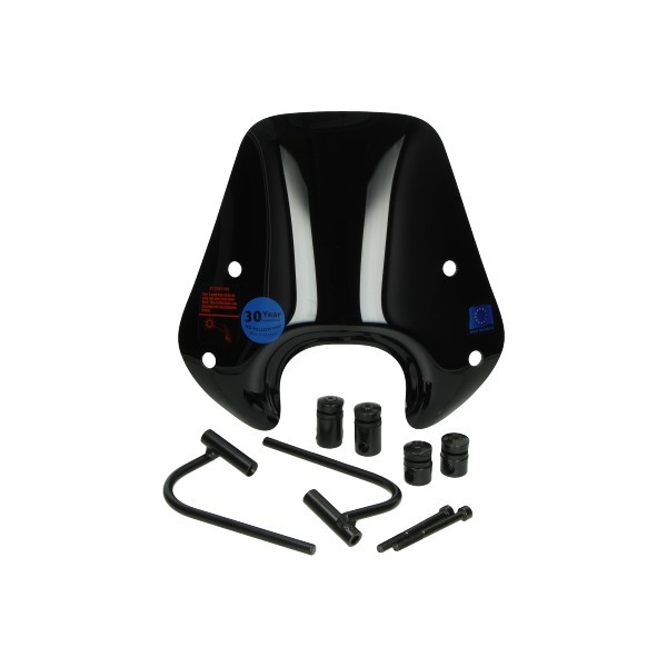 Windschutzscheibe + Befestigungssatz gering (made in eu) Schwarz glanz Zip 2000