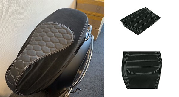 Satteldecke Designo Schwarz weiss (sticksels) Alcantara Vespa GTS all Vespa GTS 125cc Vespa GTS 250cc Vespa GTS 300cc