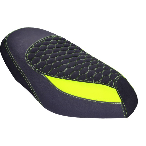 Zadelhoes Regia GP1 geel fluor past op Piaggio Zip 2000