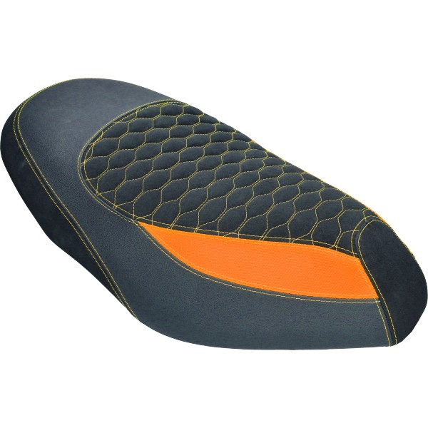 Zadelhoes Regia GP1 oranje fluor past op Piaggio Zip 2000