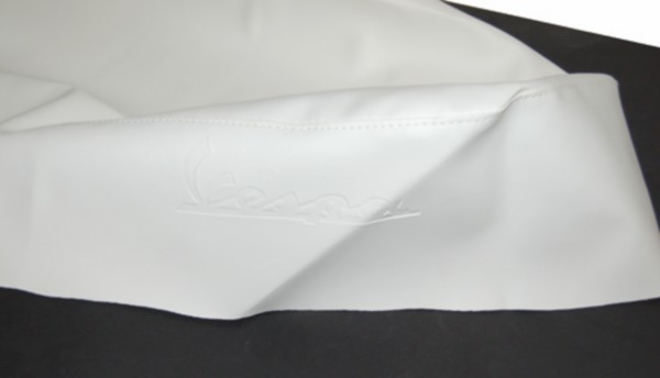 Sattel Decke wort [Vespa] eingraviert Vespa LX weiss