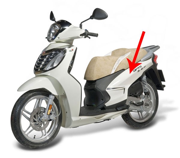 Seitenteil Malaguti Malaguti Centro 4T 50cc weiss Elfenbein links original 07180275